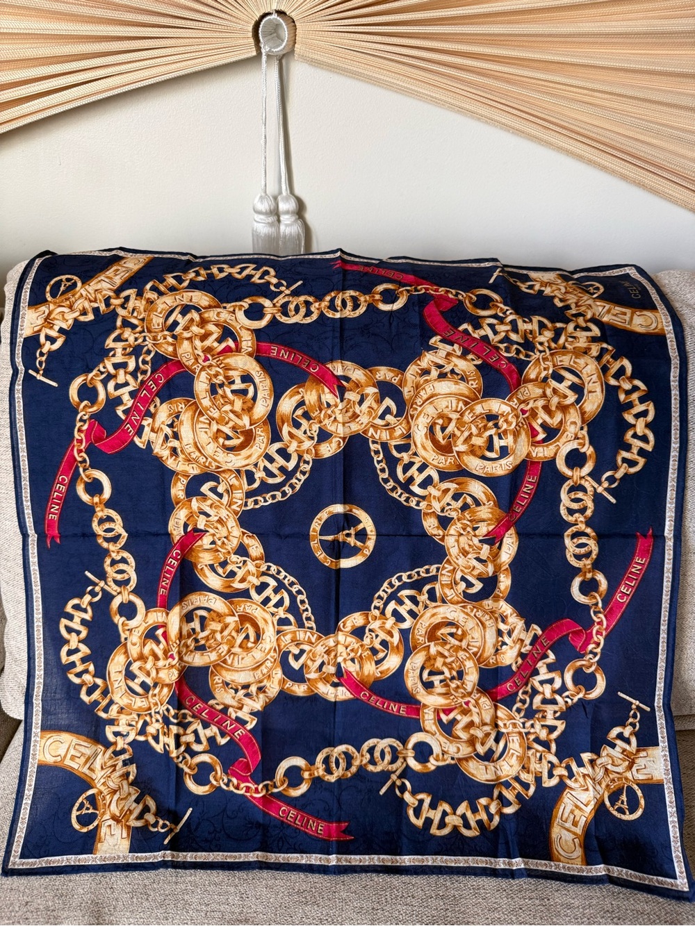Celine Gold Chains Motif Scarf